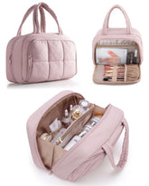 Marscamd travel toiletry bag pink front view shows organized compartments for easy access