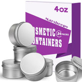 Marsheepy 24-pack aluminum balm tins for cosmetics and balms, durable and portable.