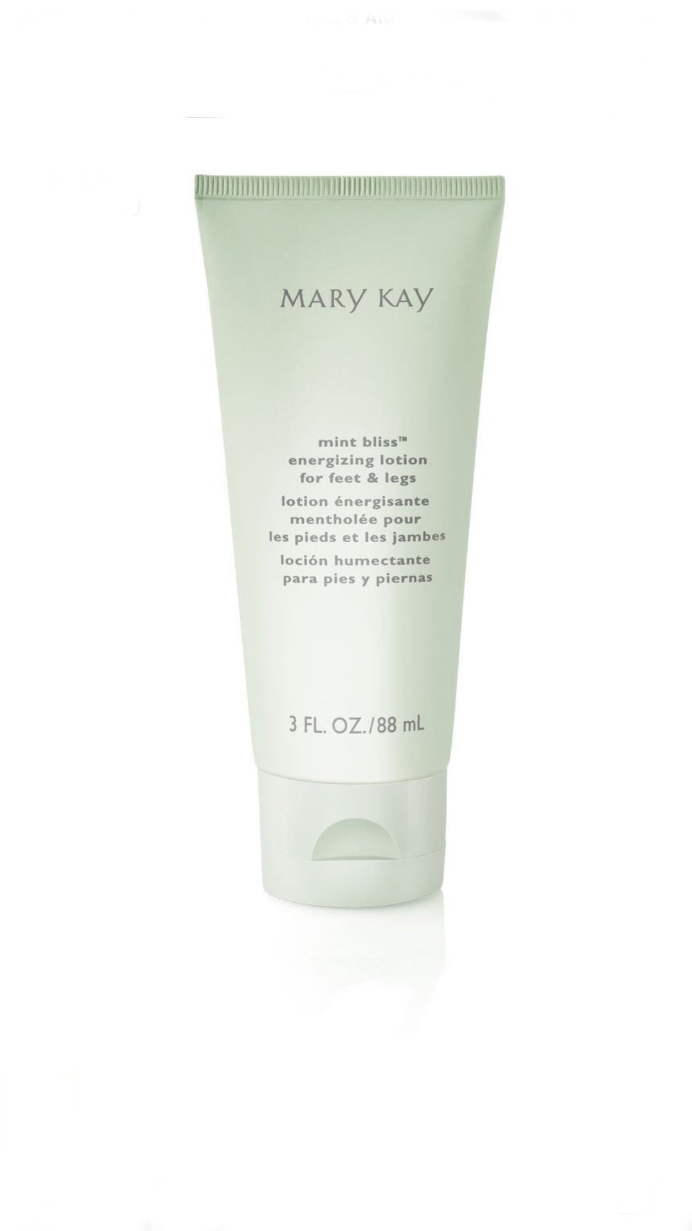 Mary Kay Private Spa Mint Bliss Energizing Lotion bottle cools and refreshes feet and legs.
