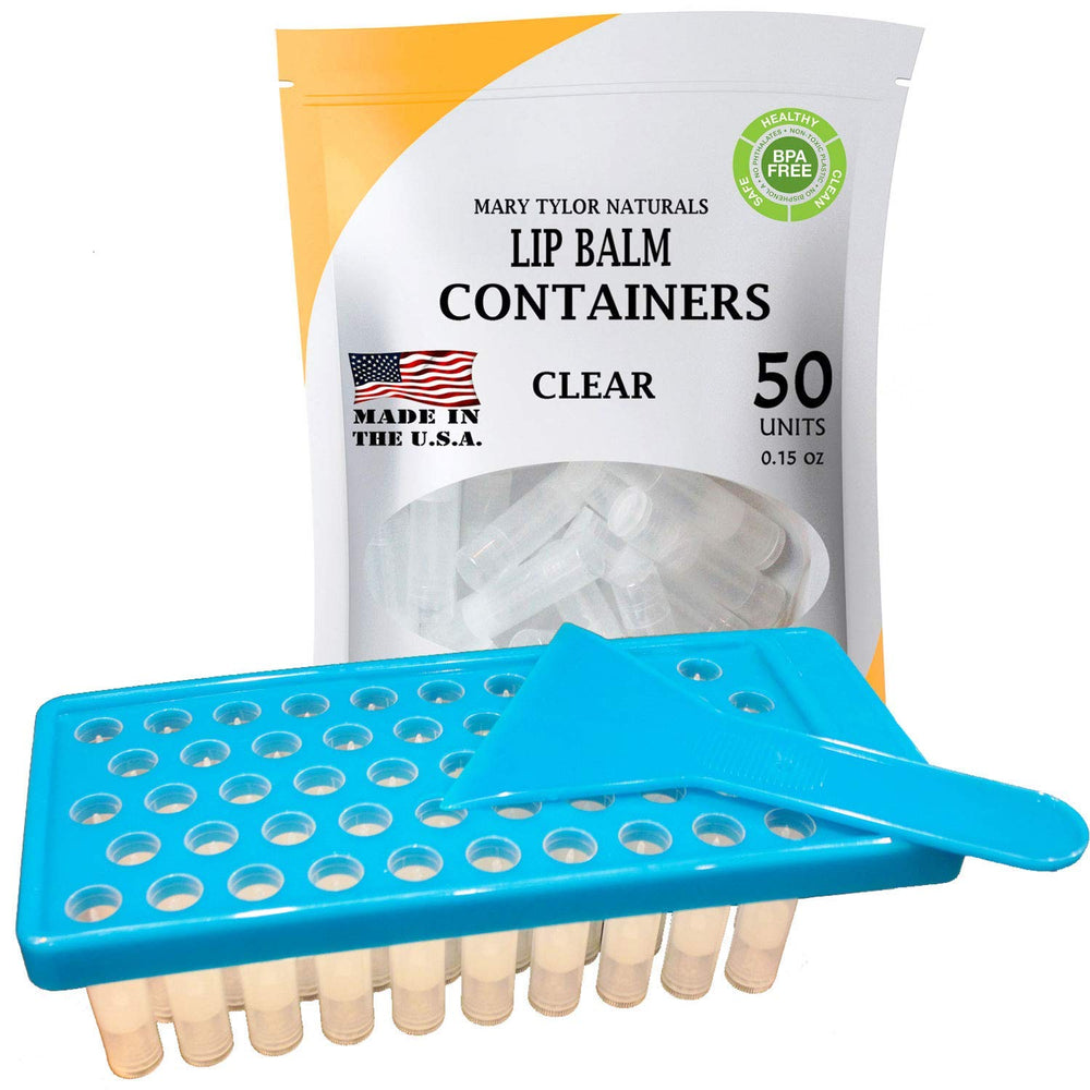Mary Tylor Naturals fill tray and blue spatula for easy DIY lip balms