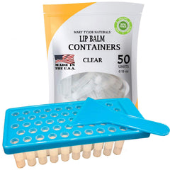 Mary Tylor Naturals fill tray and blue spatula for easy DIY lip balms