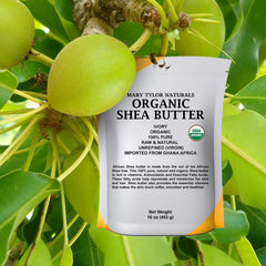 Mary Tylor Naturals Shea Butter hair care application spreading creamy blend for moisture.