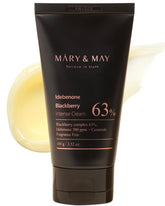 Mary&May Idebenone Blackberry Cream jar close-up highlighting rich texture and antioxidant protection.
