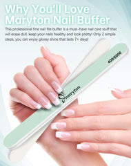 Maryton nail buffer white 6000 grit adds glass-like shine to natural nails.