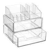 Masirs Clear Makeup Organizer with 2-drawer setup for easy makeup access