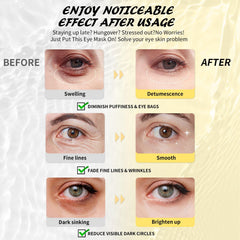 Maskiss caffeine eye patches demonstrate depuffing around the eyes.