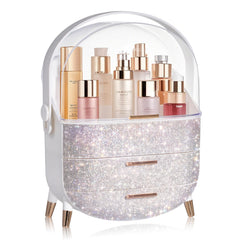 MASSY Egg Shape makeup storage top compartment keeps tall bottles organized for easy access
