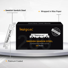 MATGICOL Swedish stainless steel blades offer lasting sharpness and corrosion resistance for consistent shaves.
