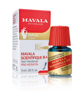 MAVALA Scientifique K+ bottle closeup highlighting advanced formula for stronger nails