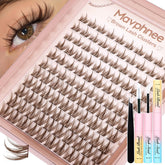 Mavphnee brown lash clusters close-up for natural at-home styling