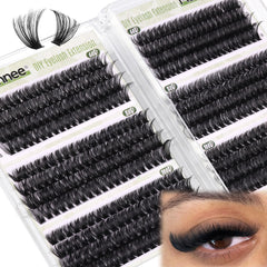 Mavphnee D-Curly Cluster Eyelashes Pack closeup shows 10–16mm lengths for easy DIY fullness