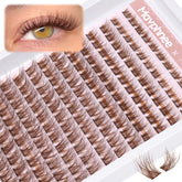 Mavphnee front packaging showing warm brown cluster lashes and quantity benefit