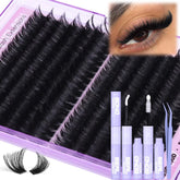 Mavphnee Lash Clusters Kit inside packaging with 192 pieces for versatile DIY lash looks.