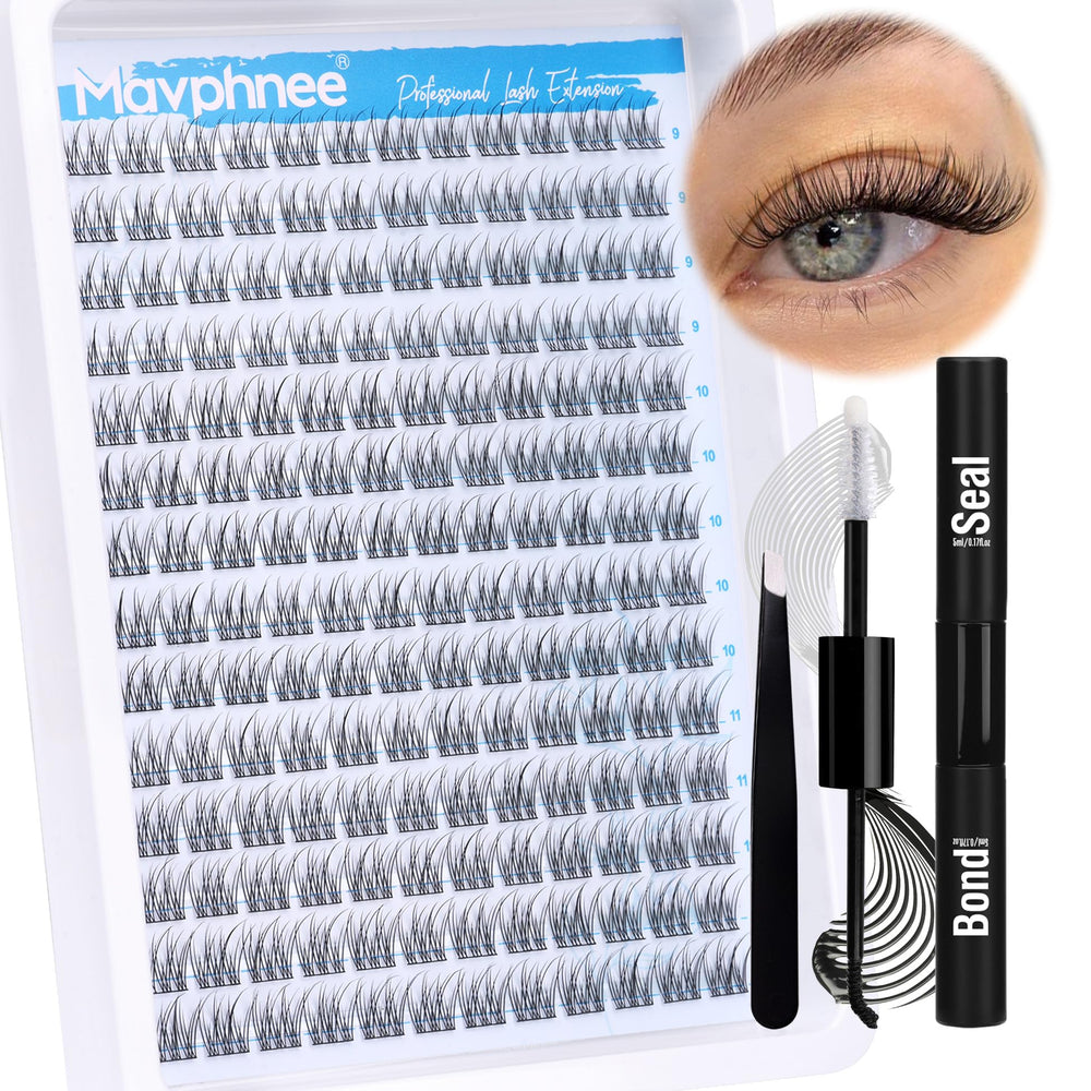 Mavphnee natural cluster lashes kit 168pcs enables effortless full-lash looks.