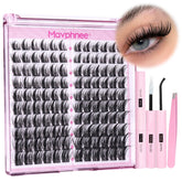 Mavphnee natural lash clusters kit contents for at-home salon-quality lashes.