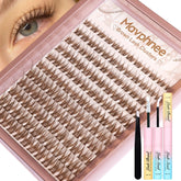 Mavphnee wispy cluster eyelash kit brown pack for natural daily lashes.