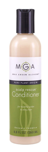 Max Green Alchemy MGA vegan hair conditioner bottle highlights tea tree soothing scalp and lightweight hydration