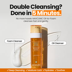 MAXCLINIC Calendula Biome Oil to Foam foaming action demonstrates gentle lather without stripping