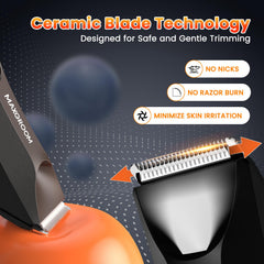 MAXGROOM Manscape Trimmer ceramic blades deliver durable, clean cuts.