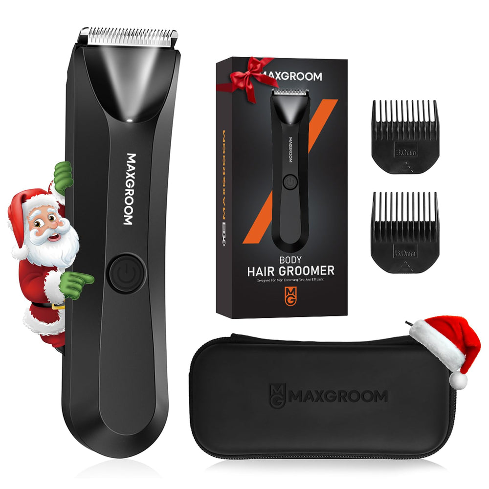 MAXGROOM Manscape Trimmer with ergonomic handle for comfortable grooming sessions.