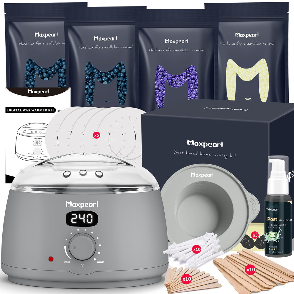 Maxpearl wax heater with digital display for precise at-home waxing control.