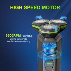 MAXWISDOM electric razor with 3D floating head adapts to facial contours for a close shave.
