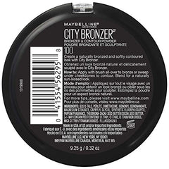 Maybelline City Bronzer soft-contour swatch demonstrates micro-milled smoothness for sculpted features.
