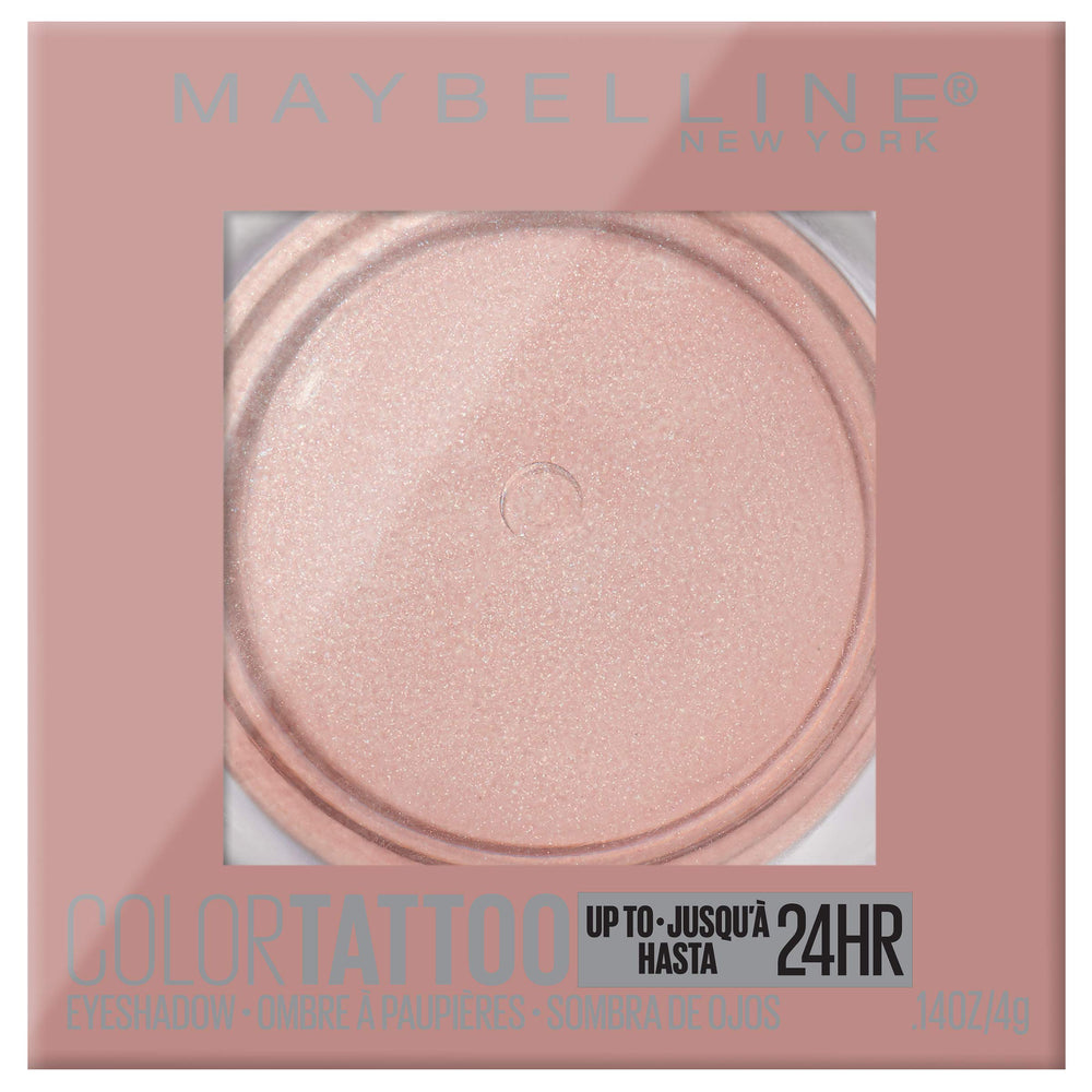 Maybelline Color Tattoo Socialite cream eyeshadow jar closeup shows rich payoff for ultra-smooth lids.
