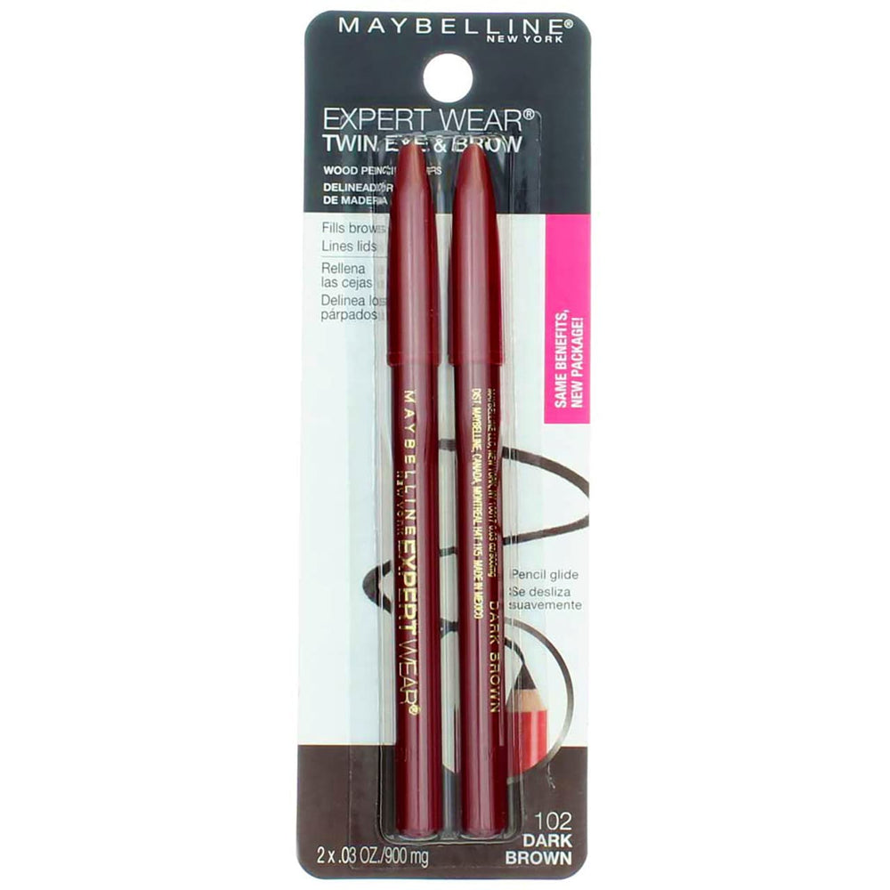 Maybelline Expert Wear dual brow eye pencils in dark brown for everyday definition
