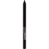 Maybelline Eyestudio Lasting Drama waterproof matte gel pencil Onyx closeup shows smudge-resistant long-wear black
