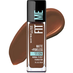 Maybelline Fit Me bottle Java shows natural matte finish for oil control