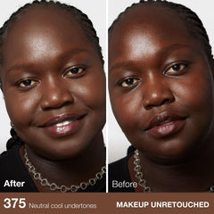 Closeup of foundation texture swirl reveals buildable coverage