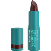 Maybelline Green Edition Forest lipstick swatch shows rich color payoff and creamy texture.