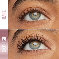 Maybelline Sky High single stroke showing rich Blackest Black pigment and smooth glide