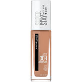 Maybelline Super Stay bottle close-up shows lasting matte coverage for all-day wear.