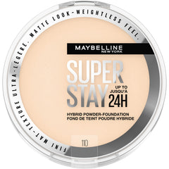 Maybelline Super Stay Hybrid Powder application swatch delivering smooth, long-lasting matte coverage.