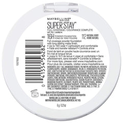 Maybelline Super Stay powder foundation applied for full-coverage look.