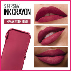 Maybelline SuperStay Ink Crayon matte finish close-up on lips