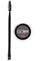 Maybelline TattooStudio Brow Pomade ash brown packaging highlights long wear