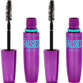 Maybelline Volum' Express Falsies mascara packaging in Blackest Black highlighting dramatic lash appeal.