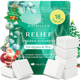 Maybeluck Eucalyptus Mint Shower Steamers 18-pack in box ready for aromatherapy showers.