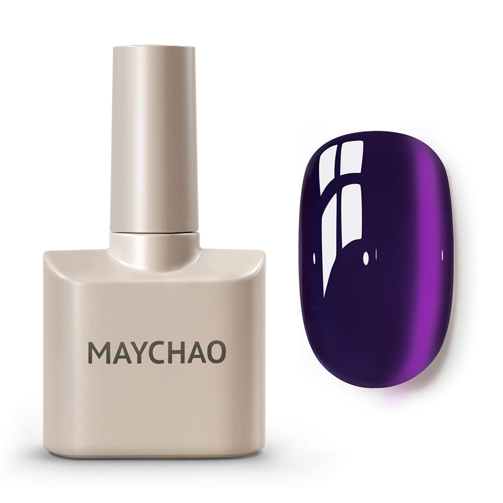 MAYCHAO cat-eye bottle closeup showing magnetic shimmer for chic nails.