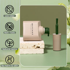 MAYCHAO forest green nail-art close-up showcases vibrant color and crisp design