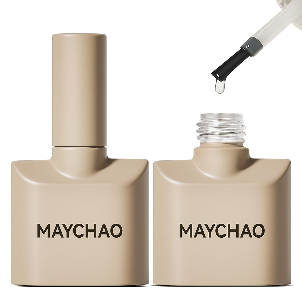 MAYCHAO glassy top coat bottle for long-lasting shine
