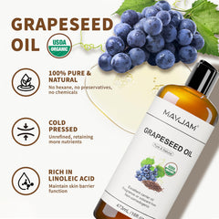 MAYJAM grapeseed oil amber bottle highlights lightweight hydration for skin