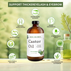 MAYLINK Castor Oil bottle packaging emphasizes fragrance-free, hexane-free formula
