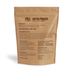 MB Herbals Aritha Powder texture close-up showing fine natural cleanser base for hair care