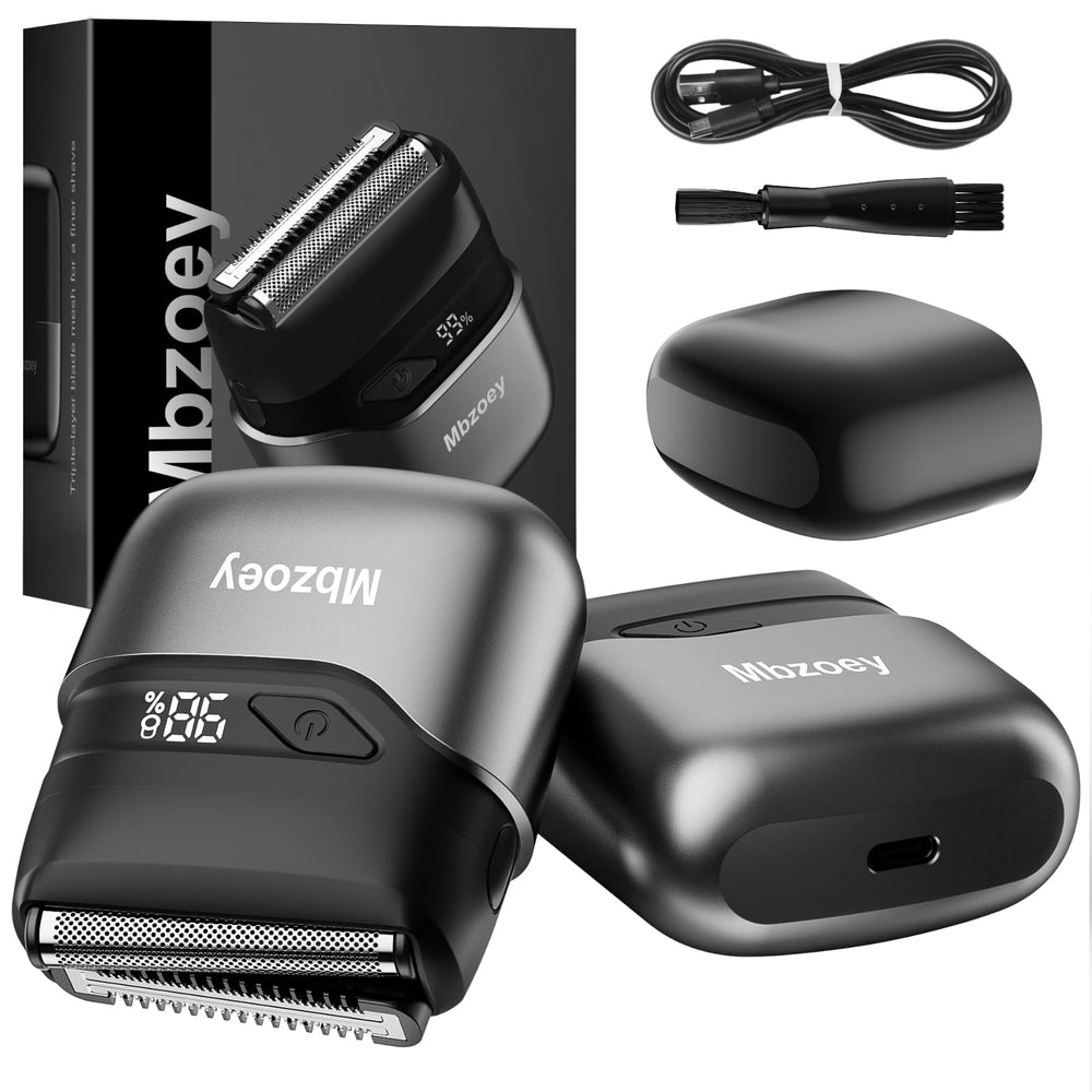 Mbzoey Mini Electric Razor slate-gray front view for on-the-go grooming