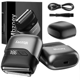 Mbzoey Mini Electric Razor slate-gray front view for on-the-go grooming