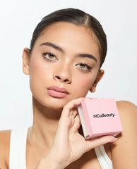 MCoBeauty Rose Pink powder texture close-up reveals finely milled finish